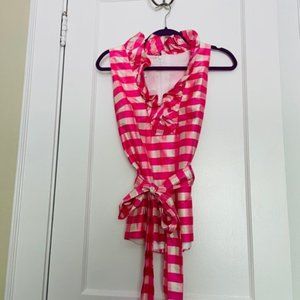 Sara Campbell Ruffle Raw Silk Belted Top Size 12